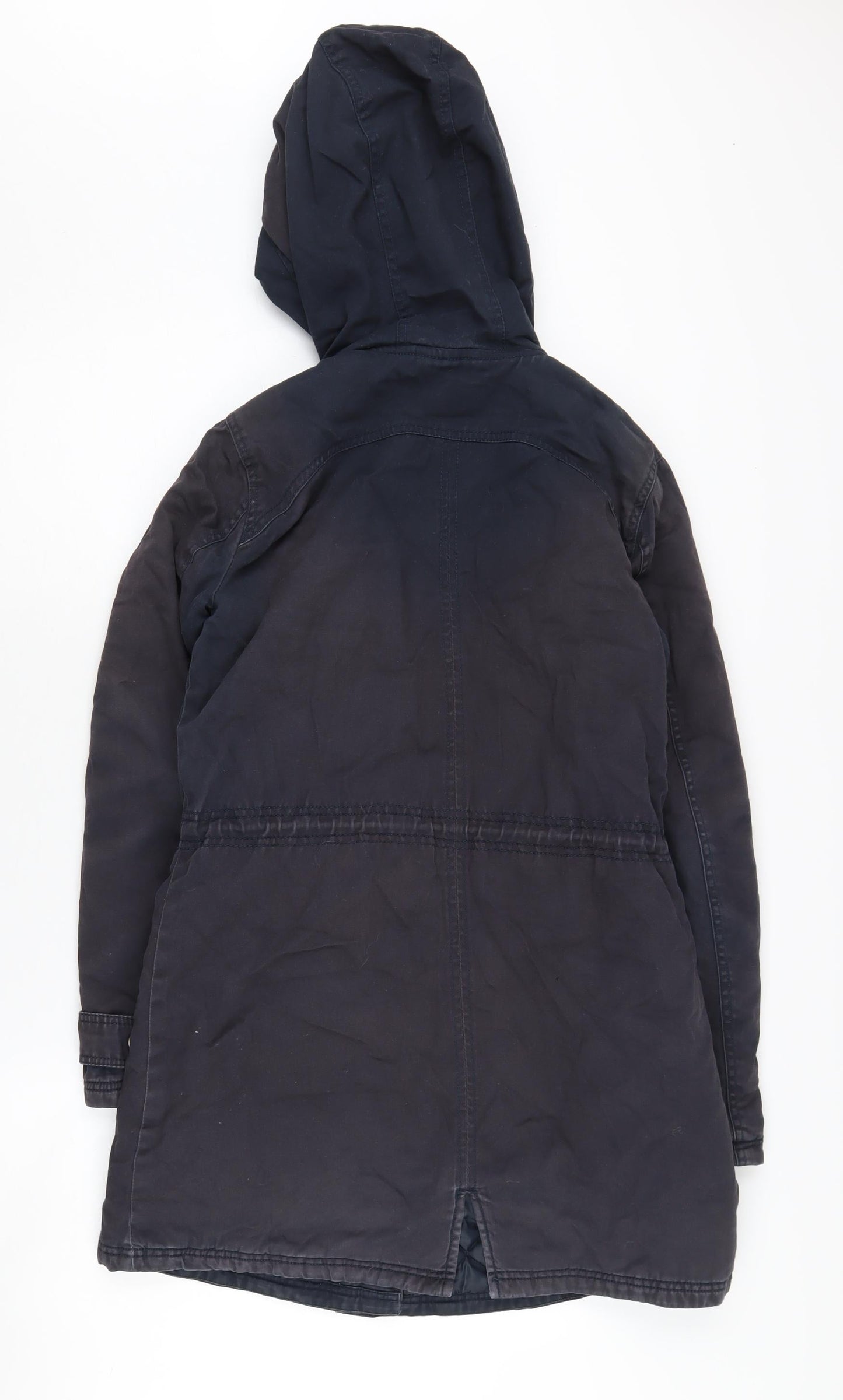 New Look Women's Black Parka Coat Size 8 Hooded Lined