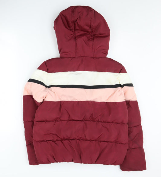 New Look Women's Red Puffer Jacket Size 10