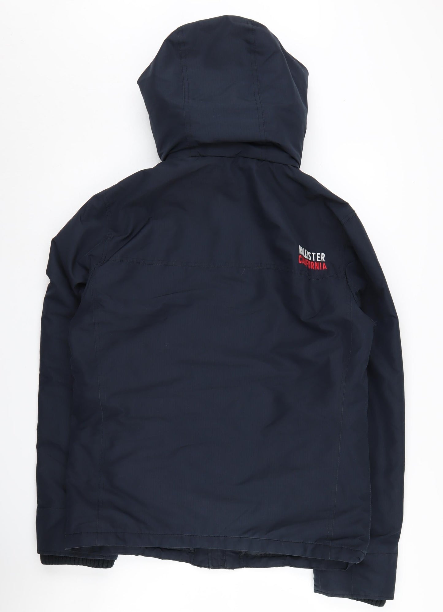 Hollister Men's Blue Hooded Mid-Length Jacket M