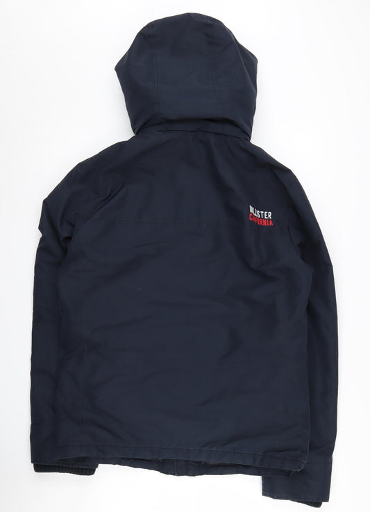 Hollister Men's Blue Hooded Mid-Length Jacket M