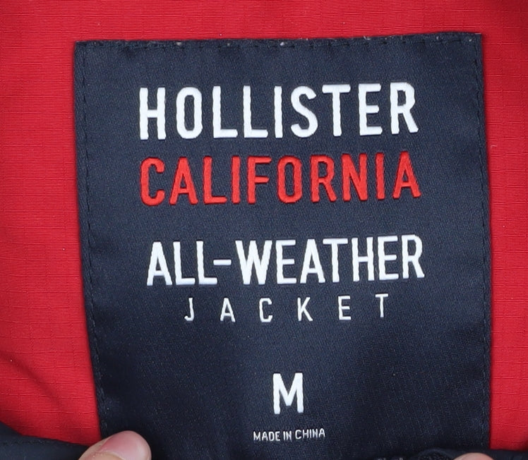 Hollister Men's Blue Hooded Mid-Length Jacket M