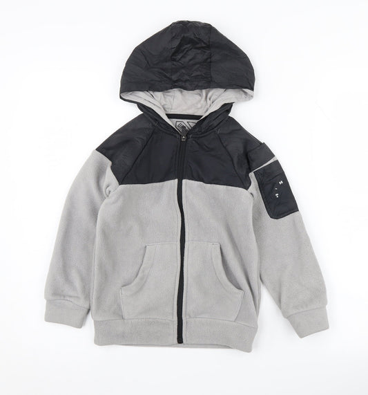 URBN-DEPT Boys Black Grey Fleece Jacket, Size 6 Years