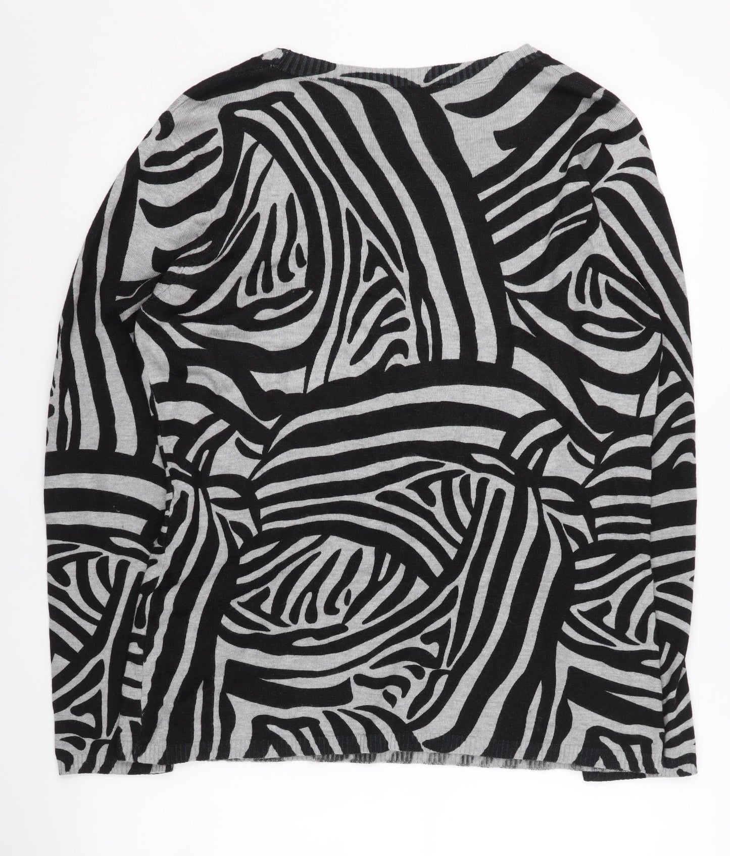 Anna Rose Women's Black Grey Zebra Print Pullover Jumper M