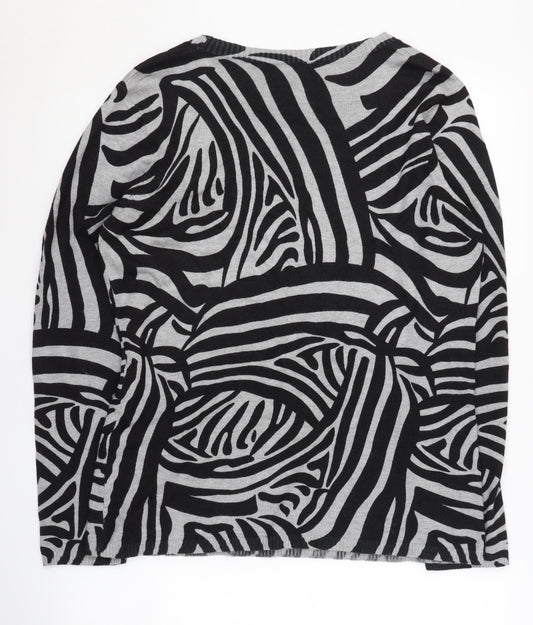 Anna Rose Women's Black Grey Zebra Print Pullover Jumper M