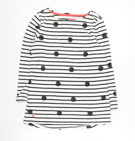 Joules Women's White Striped Cotton Boat Neck Top