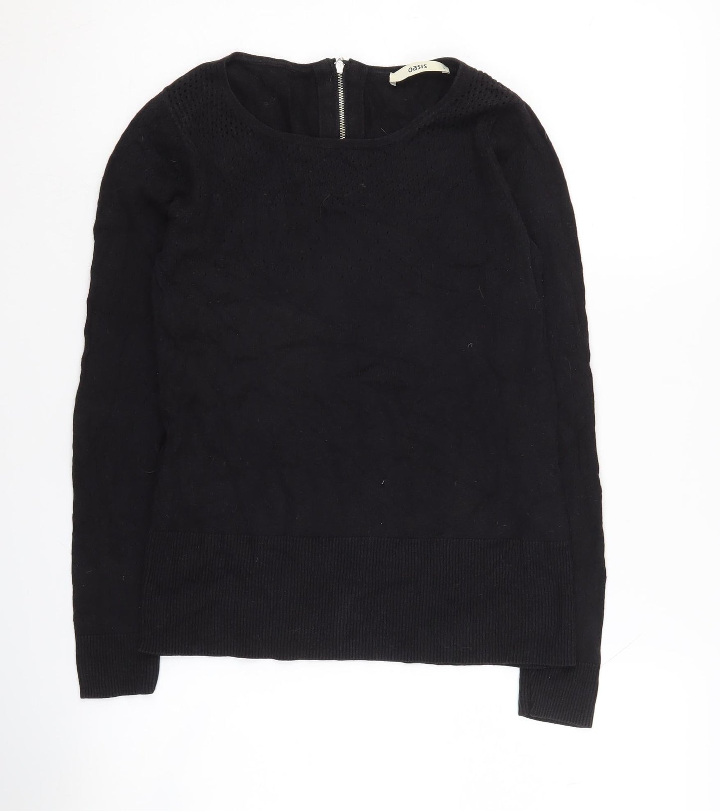 Oasis Women's Black Jumper, Size S, Long Sleeve, Zip Accent