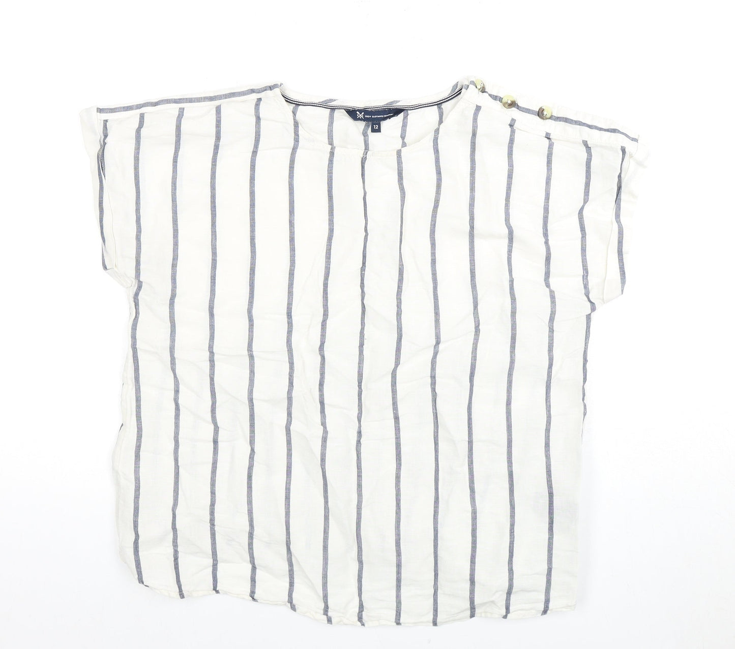 J.Crew Women's White Striped Button Top Size 12