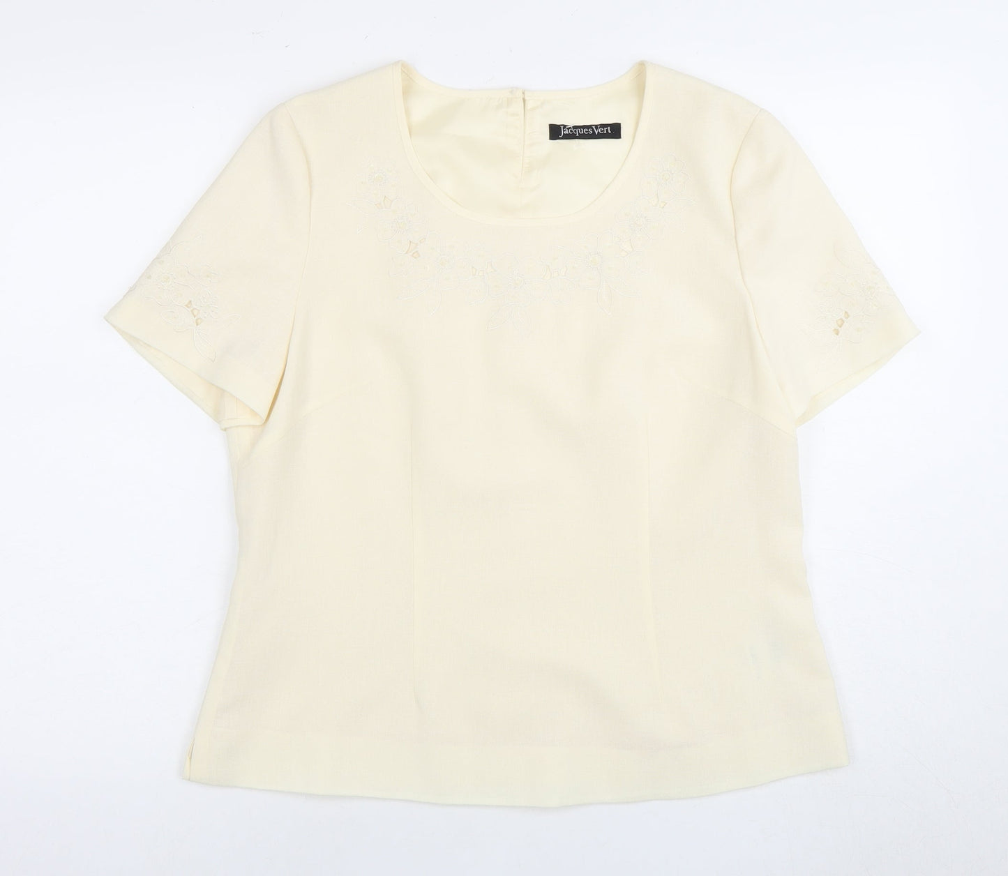 Jacques Vert Ivory Blouse - Women's 14, Formal Embroidered