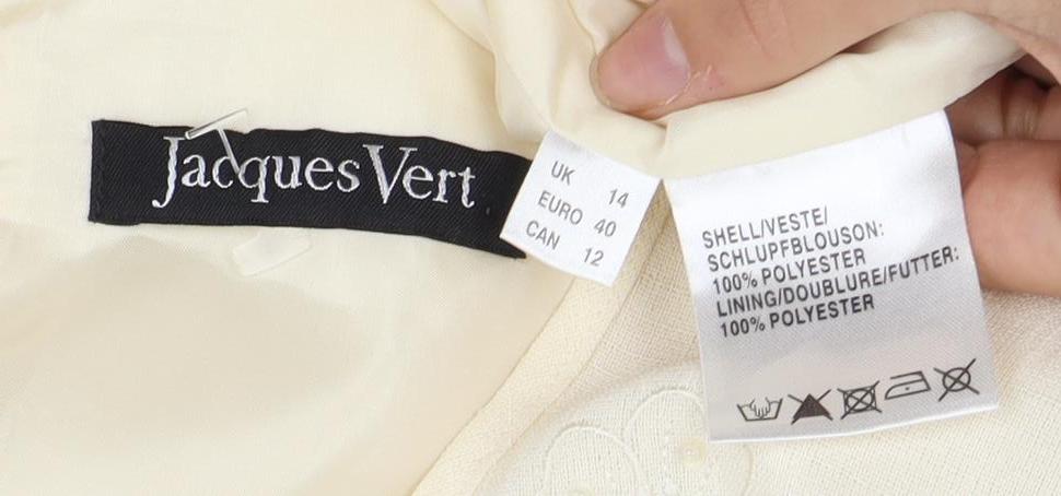 Jacques Vert Ivory Blouse - Women's 14, Formal Embroidered