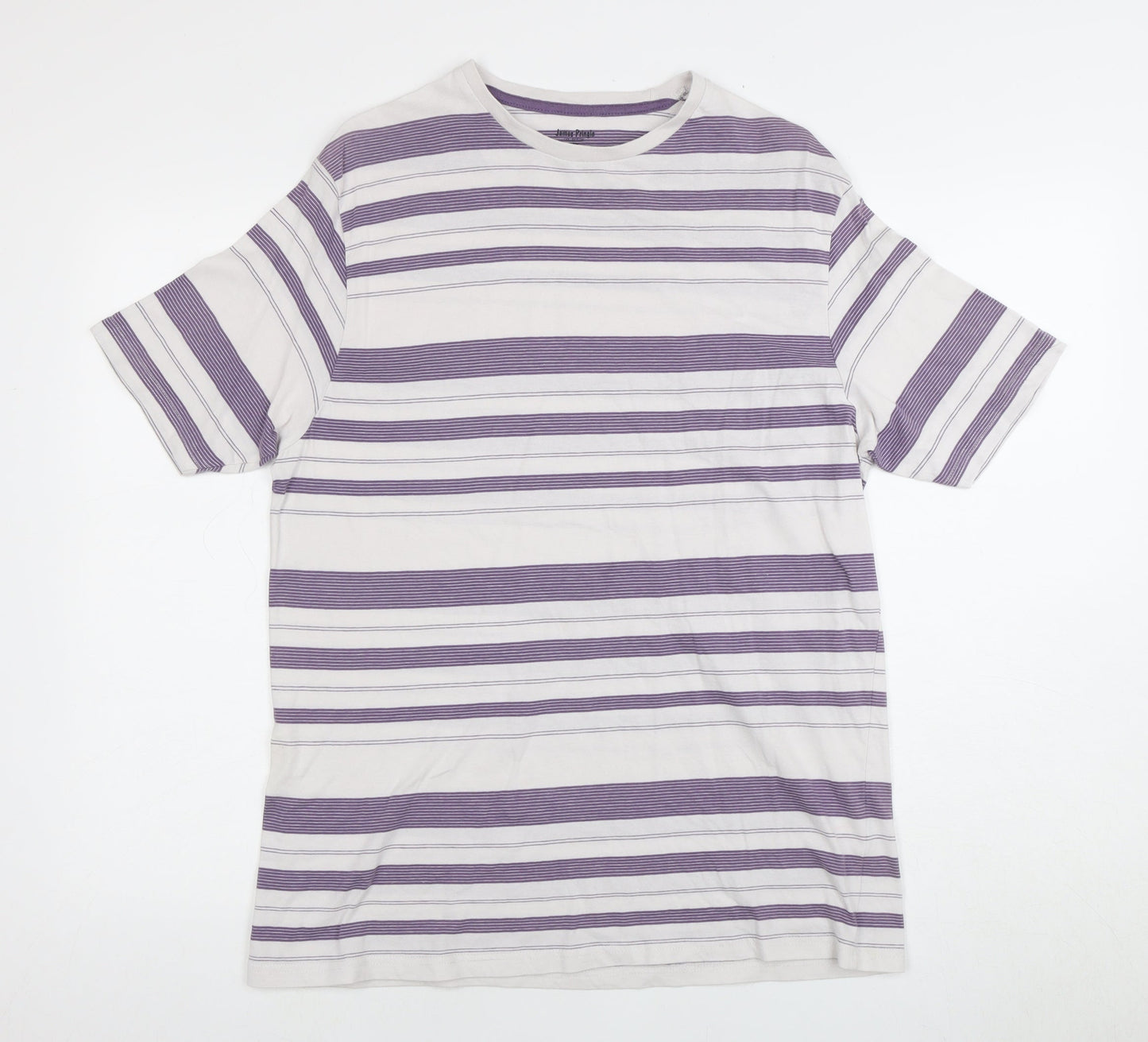 James Pringle Men's Medium Purple Striped T-Shirt