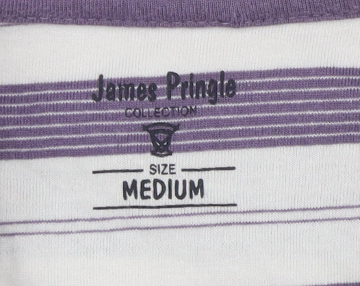 James Pringle Men's Medium Purple Striped T-Shirt