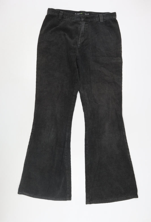 DKNY Women's Black Corduroy Trousers - Size 10, Flared