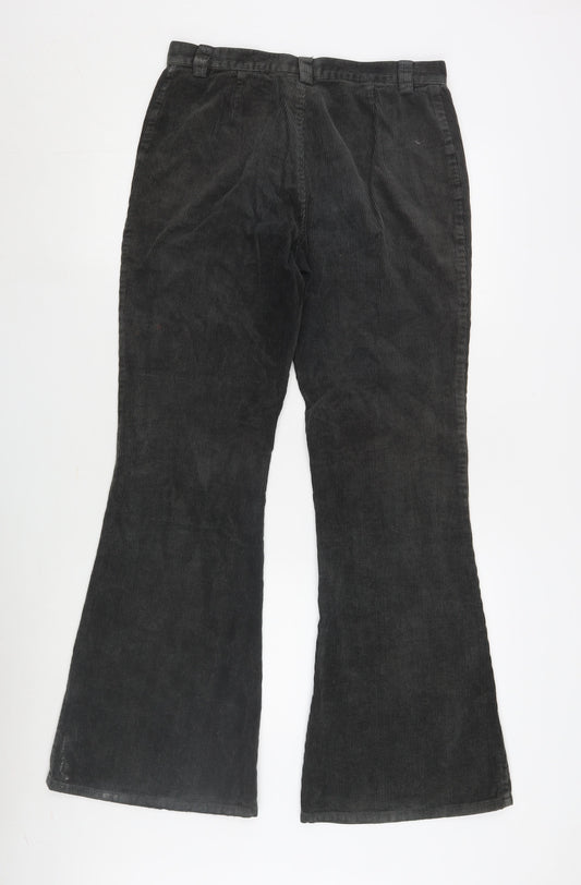 DKNY Women's Black Corduroy Trousers - Size 10, Flared