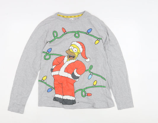The Simpsons Unisex Grey T-Shirt Homer Christmas Size S