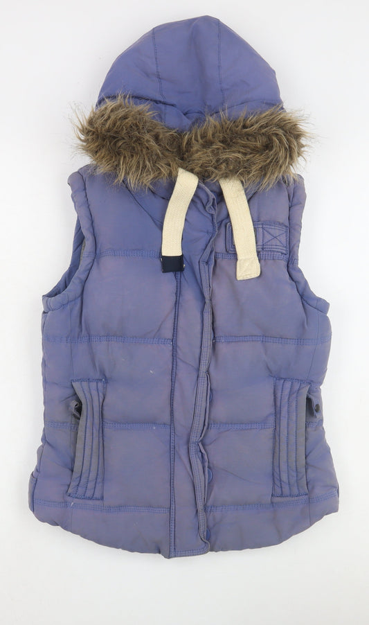 Superdry Women's Blue Hooded Gilet - Size S, Casual Warm Wear