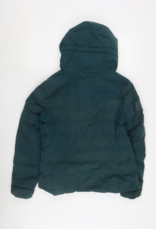 Superdry Women’s Green Puffer Jacket Size 14 Hooded