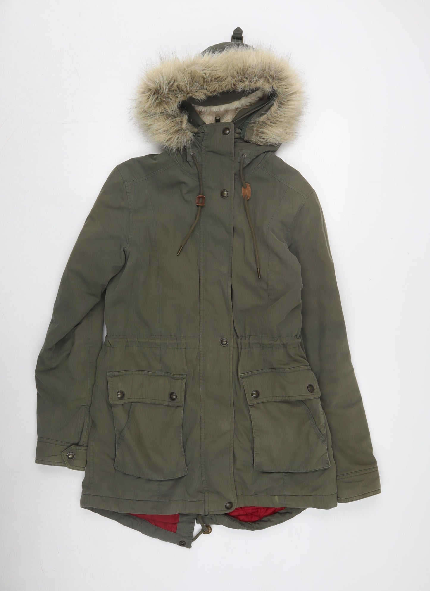 Fat Face Women's Green Parka Jacket Size 12 Winter Coat