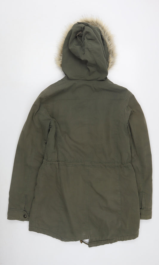 Fat Face Women's Green Parka Jacket Size 12 Winter Coat