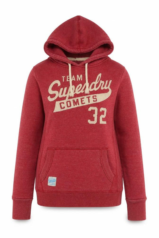 Unisex Adults UK M Regular Superdry Red Pullover Hoodie