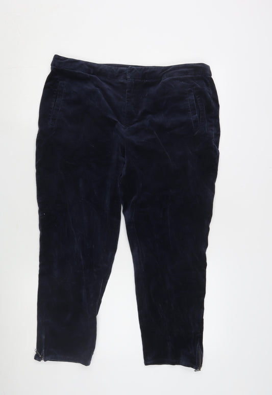 Fat Face Women's Blue Velvet Trousers Size 14
