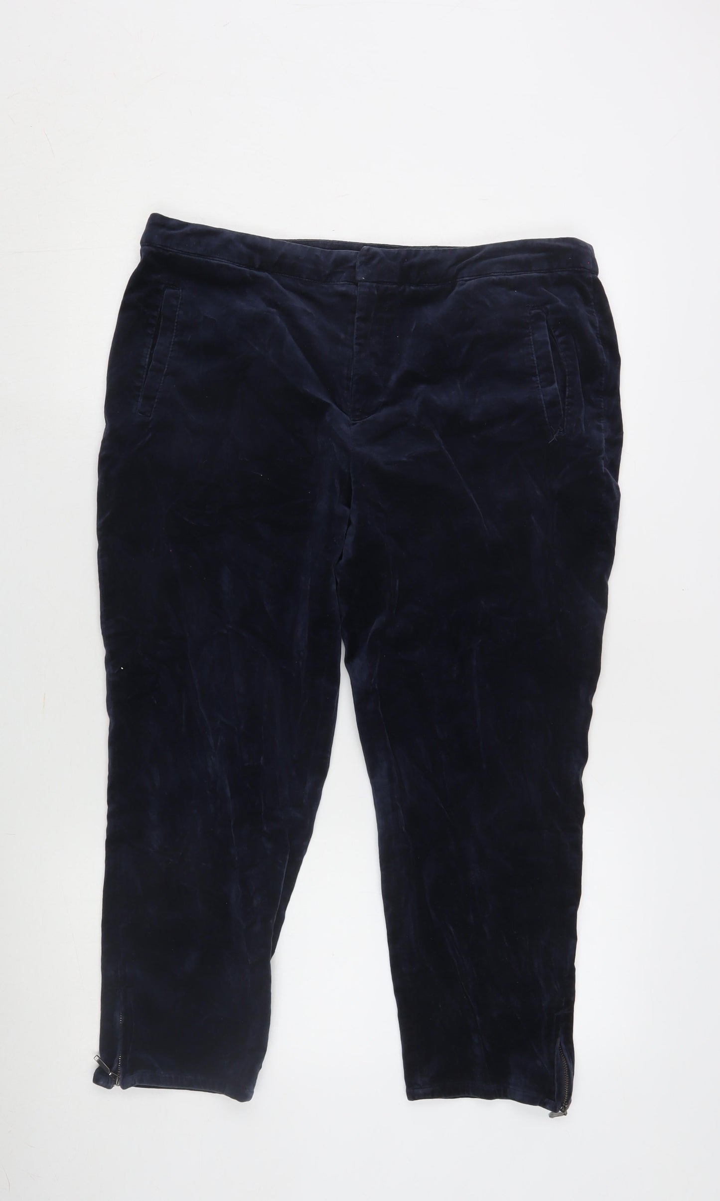 Fat Face Women's Blue Velvet Trousers Size 14