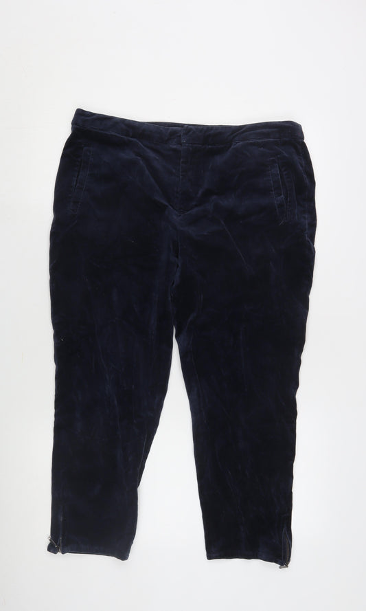 Fat Face Women's Blue Velvet Trousers Size 14