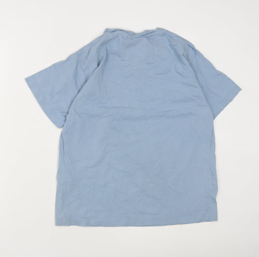 Kangol Unisex Blue Cotton T-Shirt Size M Crew Neck