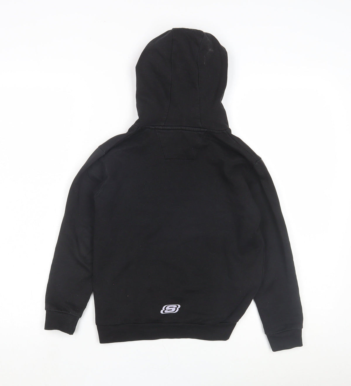 Additional front view of Skechers boys’ black hoodie, 8-9 years, graphic print pullover