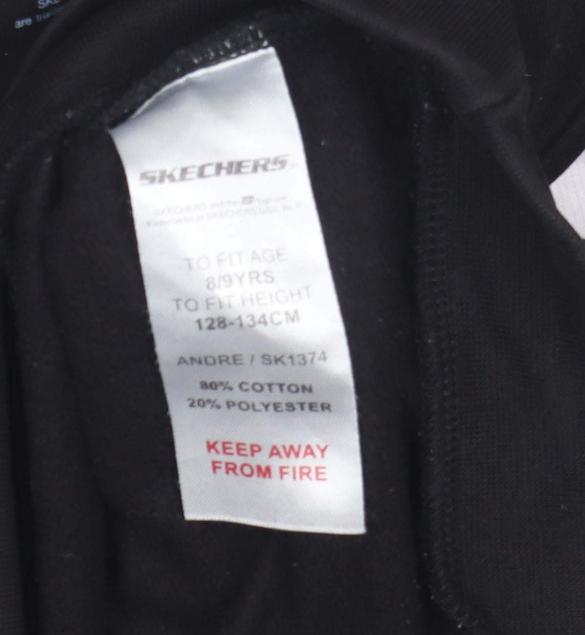 Back view of Skechers boys’ black hoodie, 8-9 years, graphic print pullover