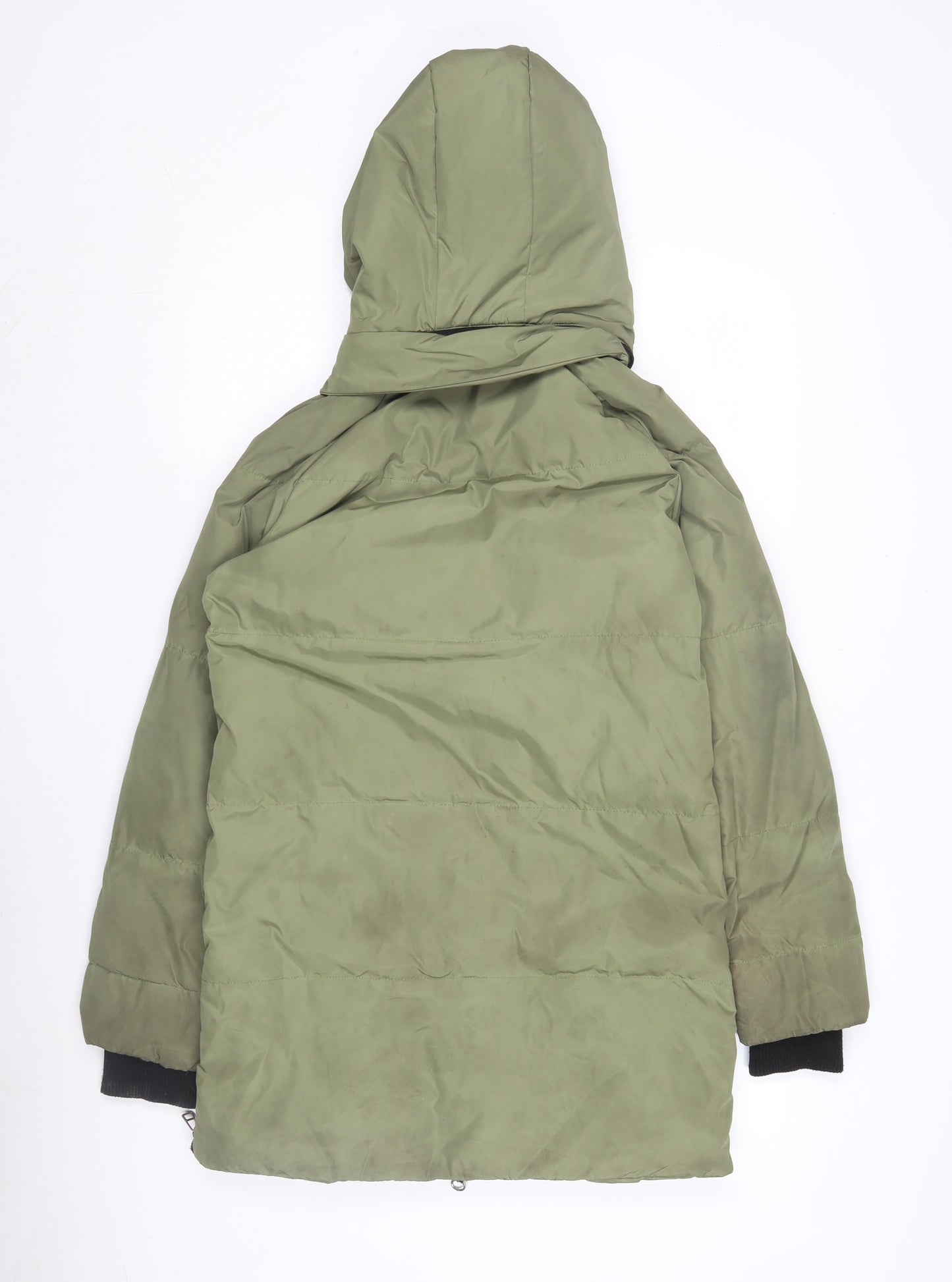 Warehouse Women's Green Puffer Jacket Size 8 - Winter Essential