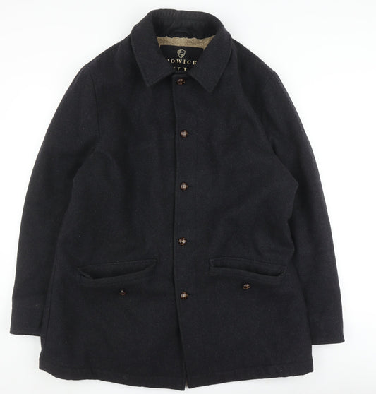 Howick Men's Black Wool Coat, Size L, Button Closure