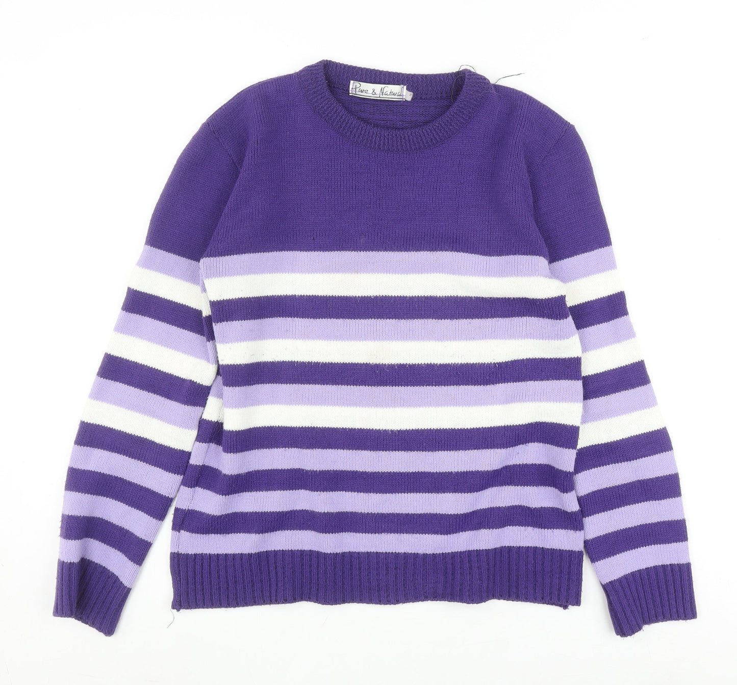 Pure & Natural Women's Purple Striped Pullover Jumper M