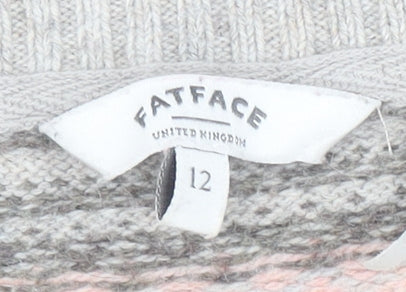 Fat Face Women's Grey Reindeer Jumper Size 12