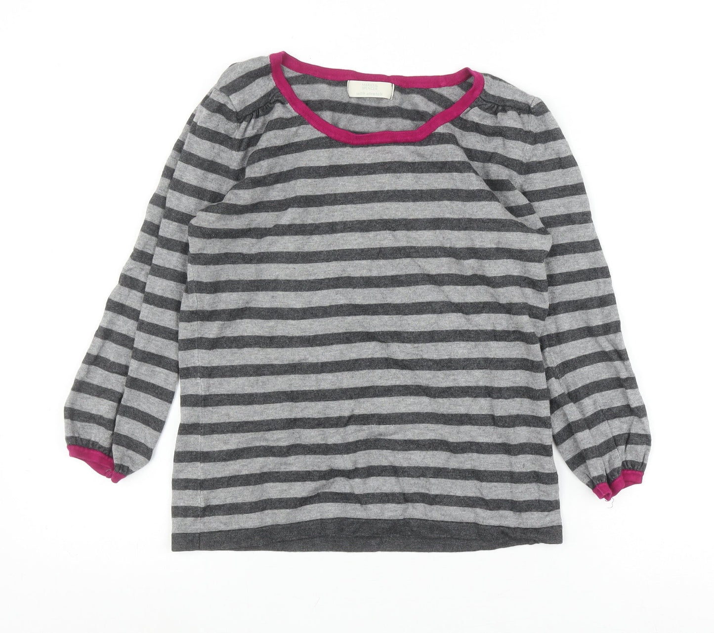 Marks and Spencer Women's Grey Striped Top Size 12
