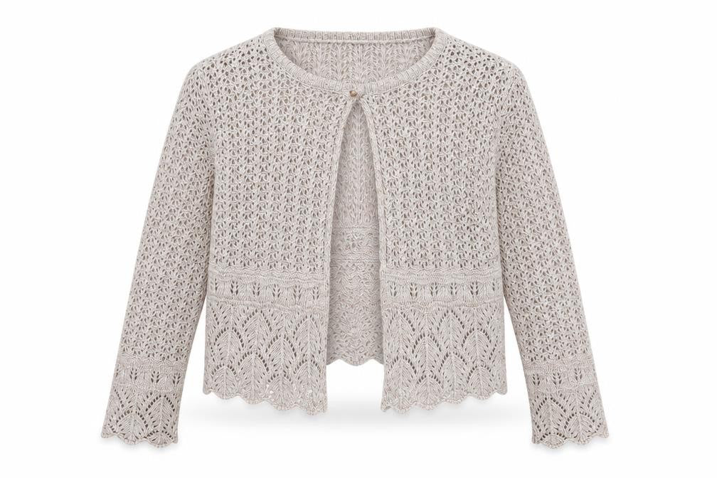 Next Girls Beige Cardigan, Size 6 Years, Long Sleeve Crochet