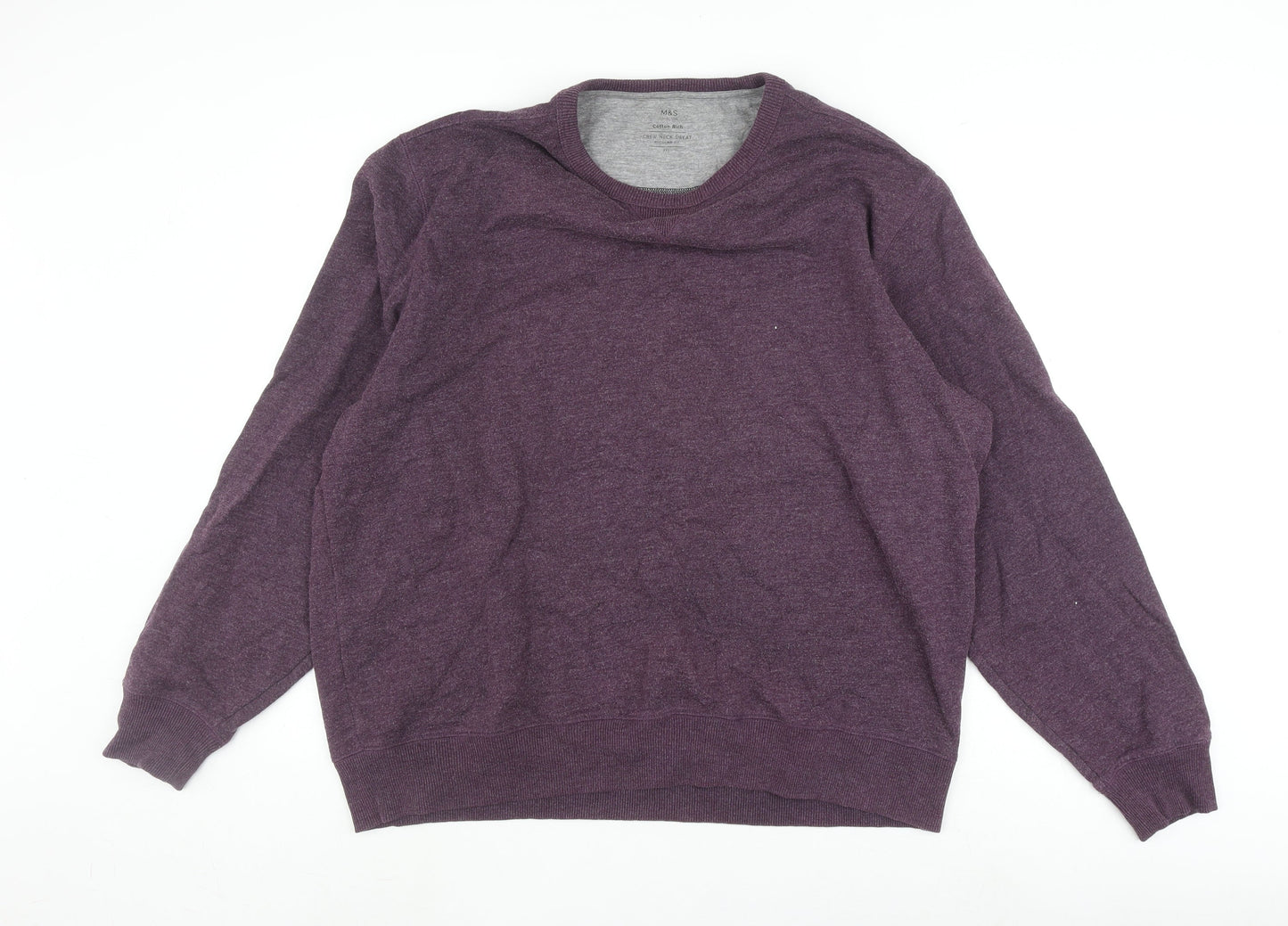 Marks and Spencer Men's Purple Crew Neck Sweatshirt XL
