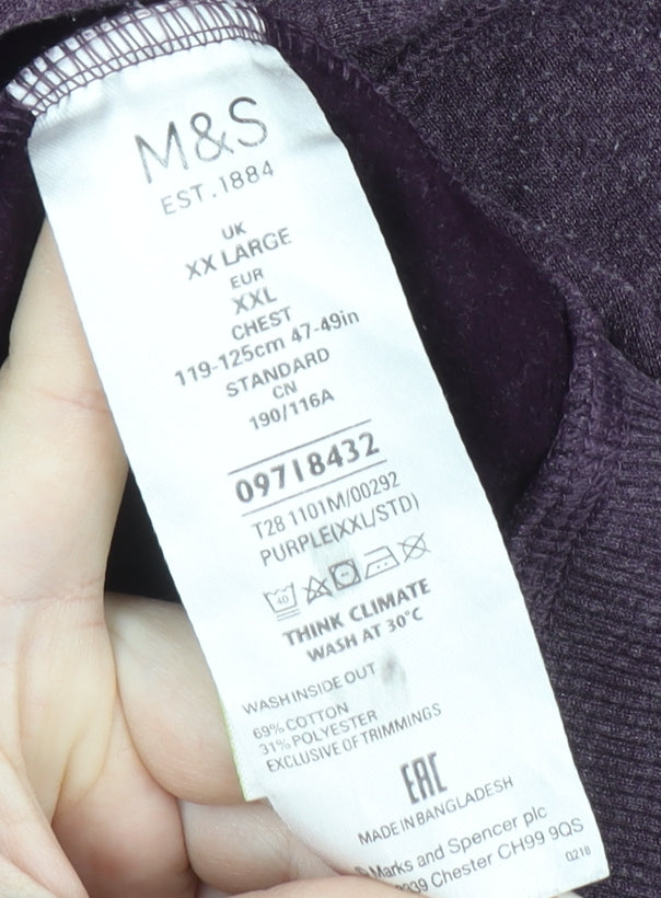 Marks and Spencer Men's Purple Crew Neck Sweatshirt XL