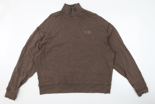 Collusion Brown High Neck Pullover Sweatshirt Men S