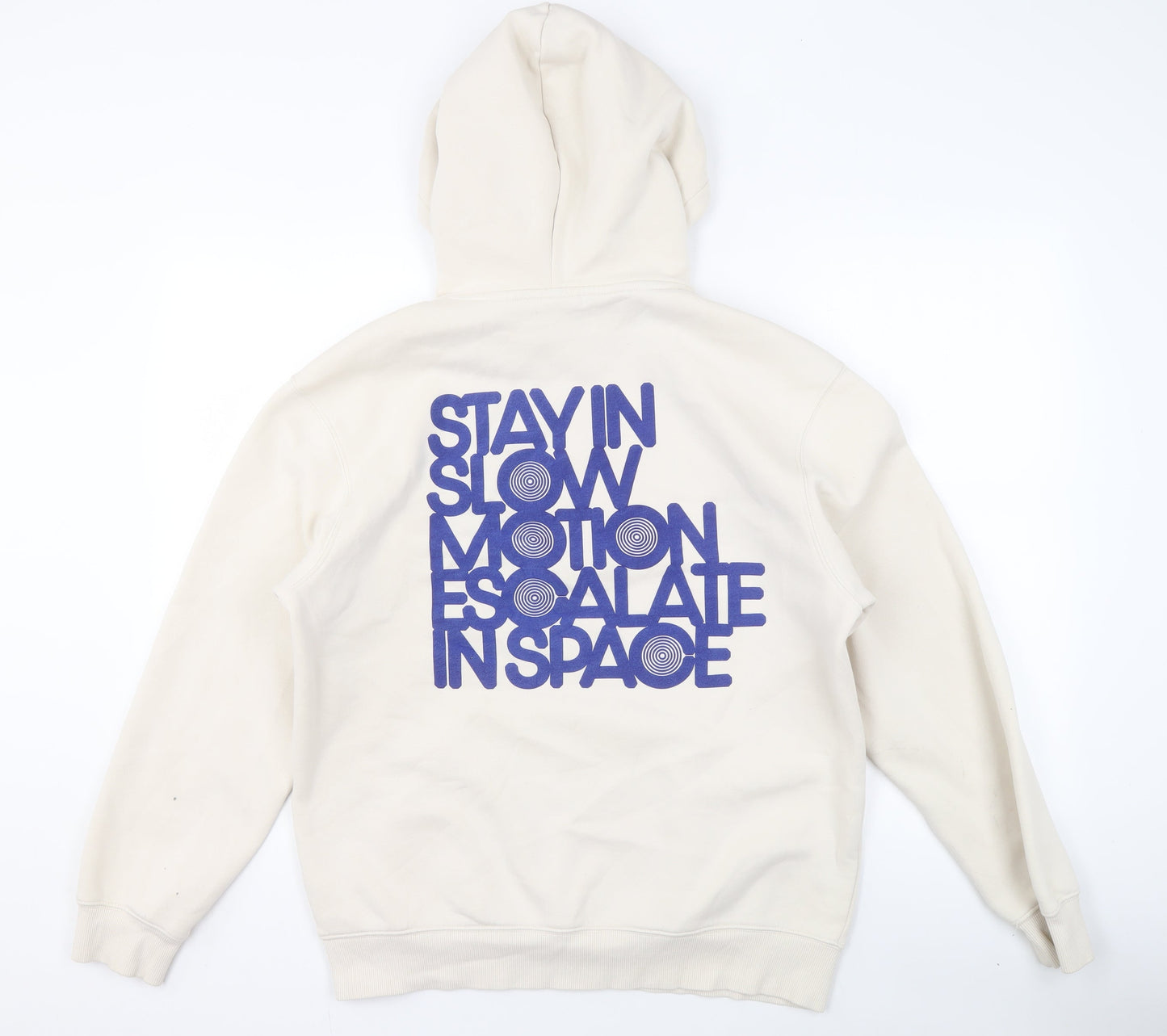 H&M Unisex Ivory Hoodie S Relaxed Fit Graphic Design