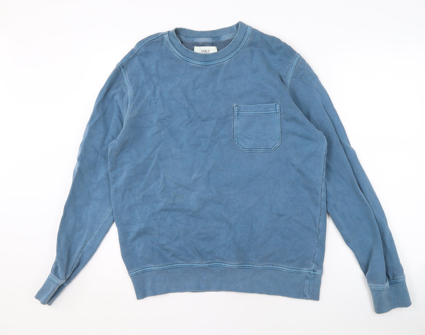 Marks and Spencer Men's Blue Pullover Sweatshirt - M