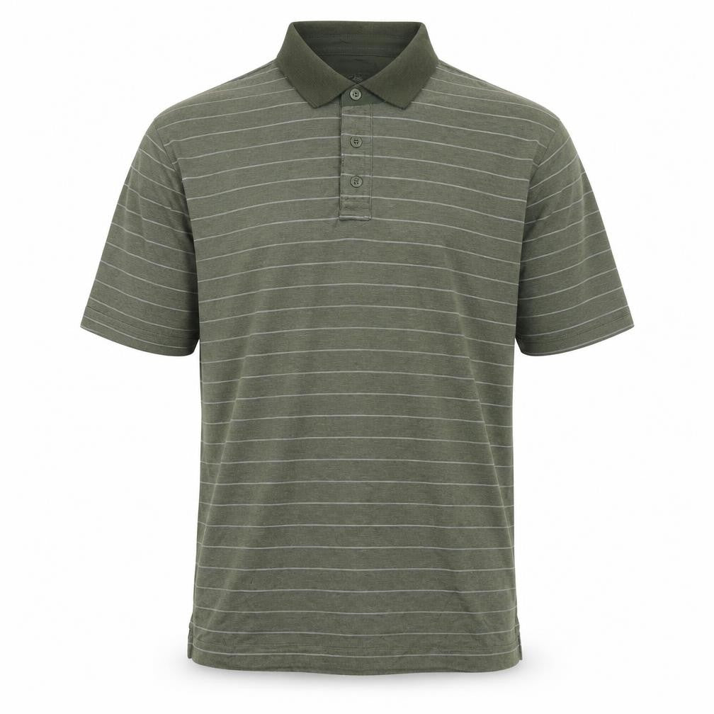 Glacier Men's Green Striped Polo Shirt Large