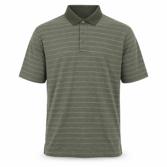 Glacier Men's Green Striped Polo Shirt Large
