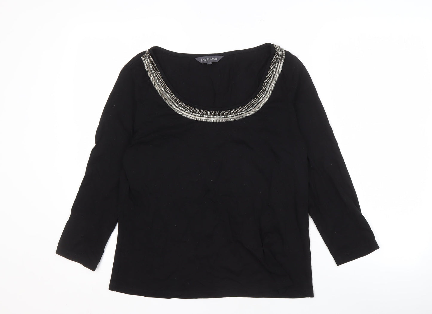 Sosandar Women's Black Beaded Blouse Size 14