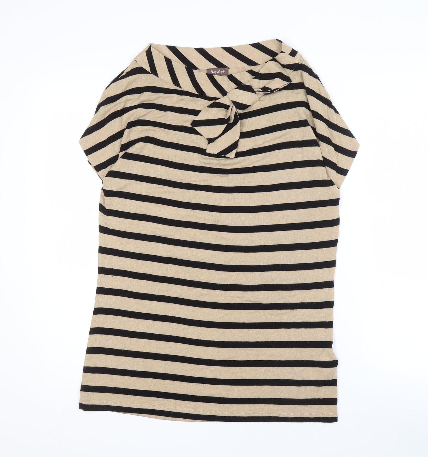 Phase Eight Women's Beige Striped Bow Blouse, Size 12