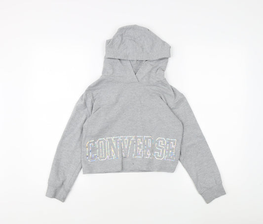 Converse Girls Grey Hoodie 8-10 Years - Logo Pullover Style