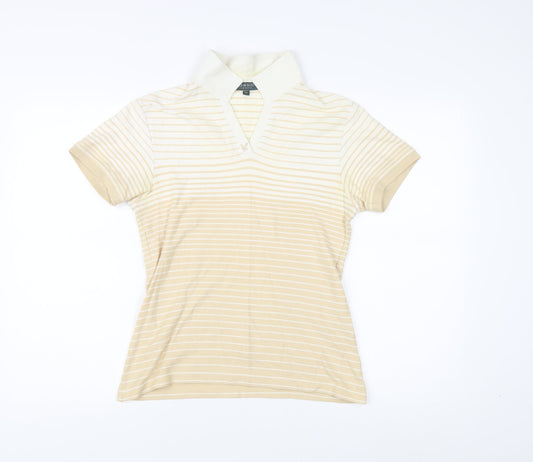 Lyle & Scott Women’s Beige Striped Polo Shirt, M