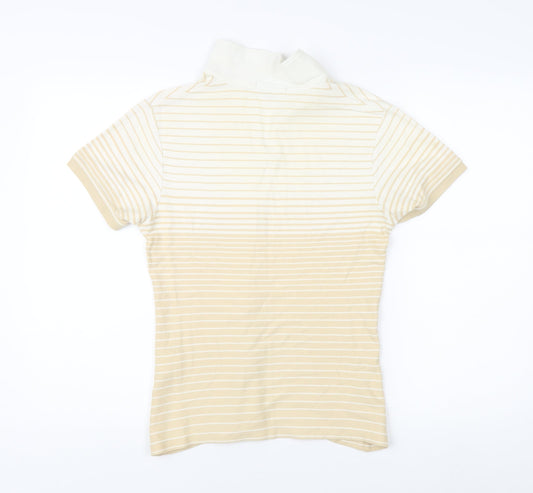 Lyle & Scott Women’s Beige Striped Polo Shirt, M