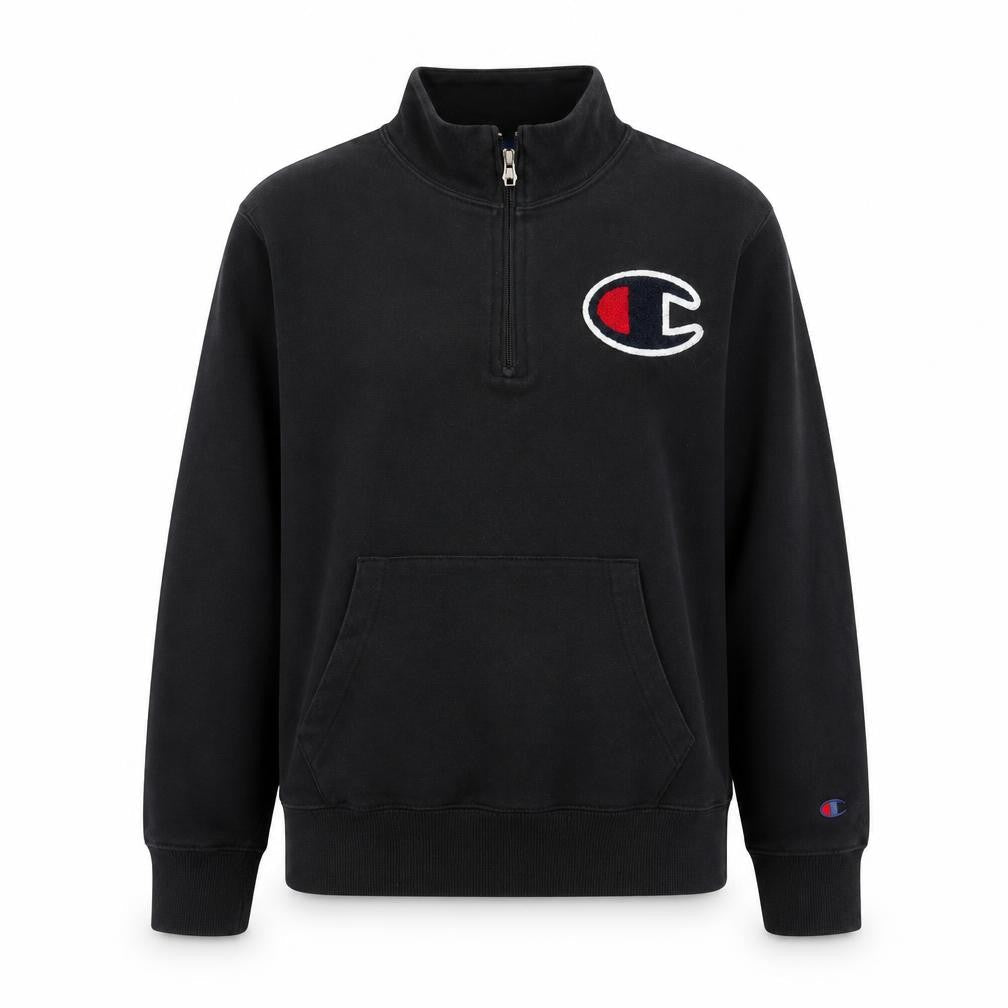 Teens UK L Regular Champion Black Henley Hoodie