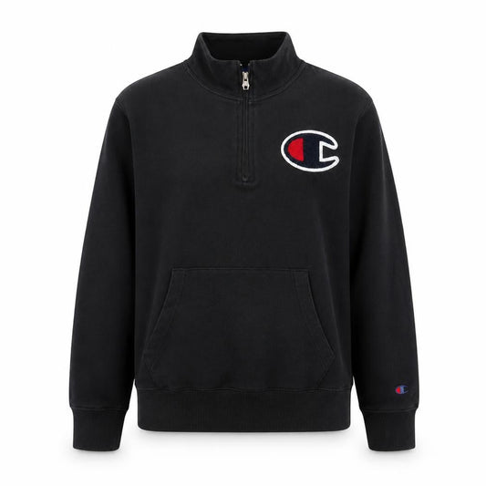 Teens UK L Regular Champion Black Henley Hoodie