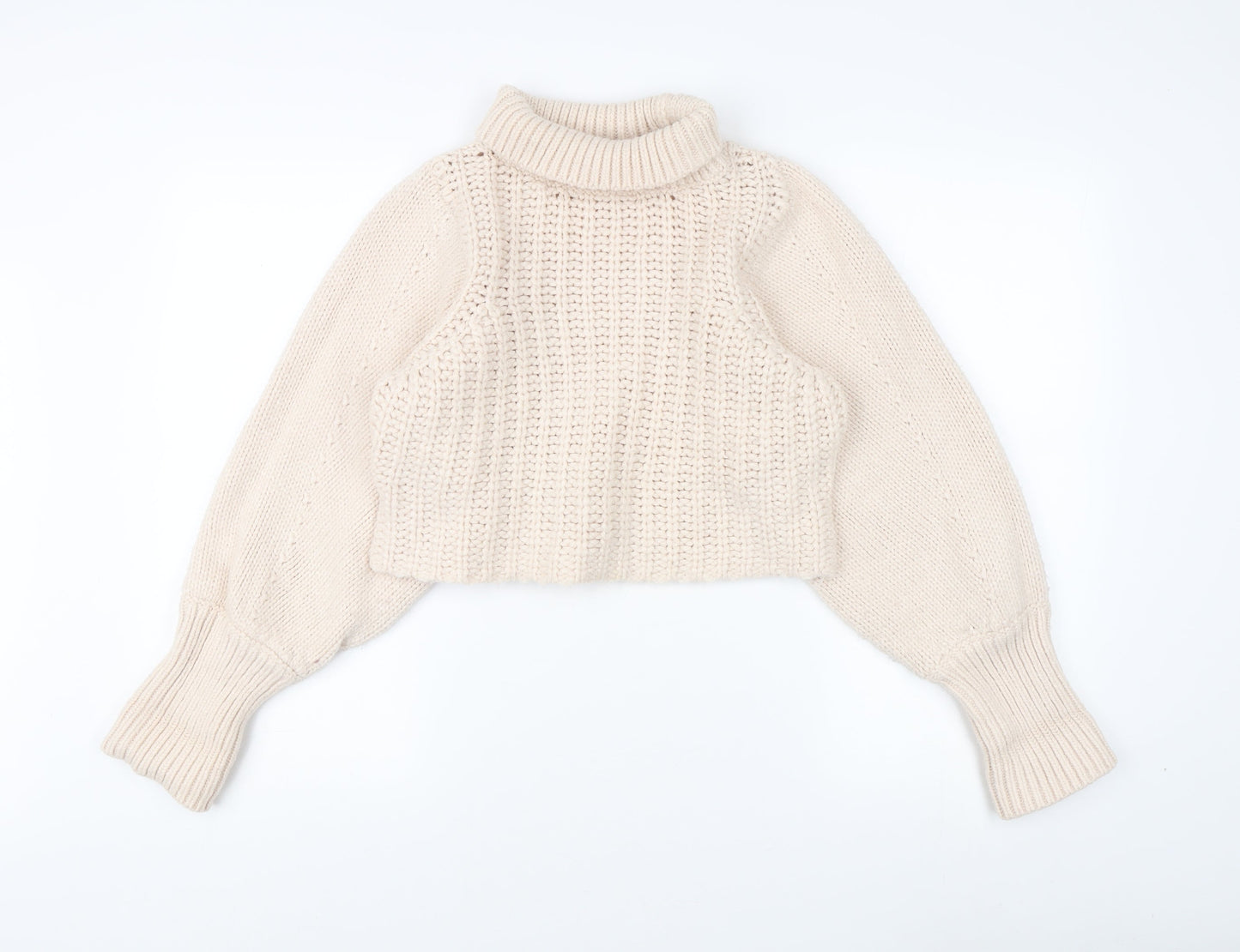 Monki Women's Beige High Neck Pullover Jumper Size 12